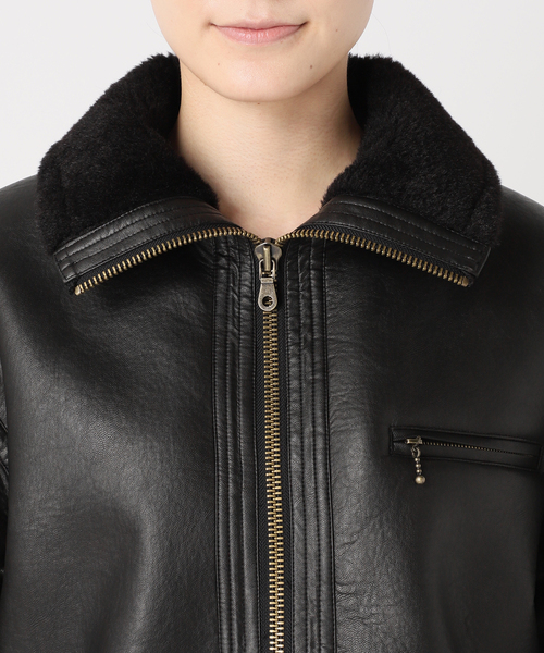 WEB限定追加》フェイクレザーボアブルゾン（ライダース