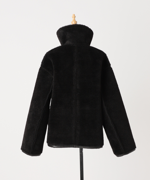 WEB限定追加》フェイクレザーボアブルゾン（ライダースジャケット