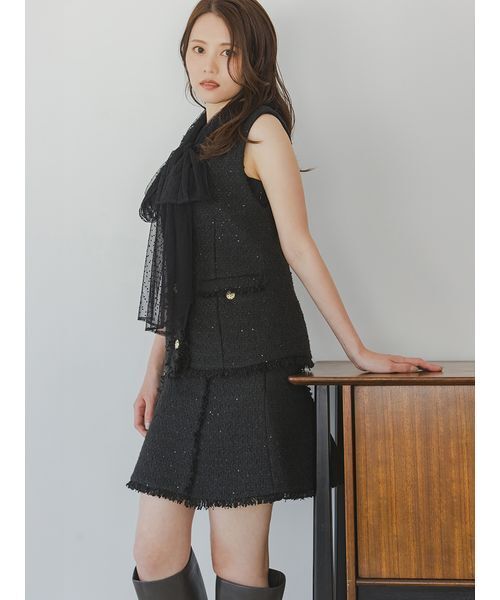 SNIDEL（スナイデル）の「ツイードジレ（その他アウター・レディース・ブラック/アイボリー/ブルー・F）」の13枚目の写真