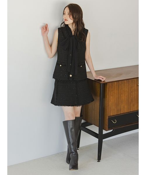 SNIDEL（スナイデル）の「ツイードジレ（その他アウター・レディース・ブラック/アイボリー/ブルー・F）」の16枚目の写真