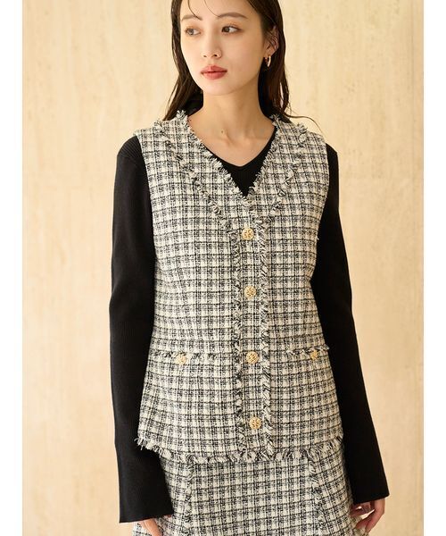 SNIDEL（スナイデル）の「ツイードジレ（その他アウター・レディース・ブラック/アイボリー/ブルー・F）」の17枚目の写真