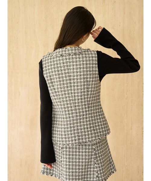 SNIDEL（スナイデル）の「ツイードジレ（その他アウター・レディース・ブラック/アイボリー/ブルー・F）」の18枚目の写真