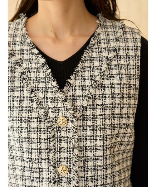 SNIDEL（スナイデル）の「ツイードジレ（その他アウター・レディース・ブラック/アイボリー/ブルー・F）」の20枚目の写真