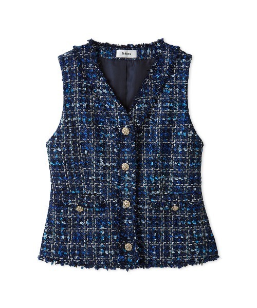 SNIDEL（スナイデル）の「ツイードジレ（その他アウター・レディース・ブラック/アイボリー/ブルー・F）」の3枚目の写真