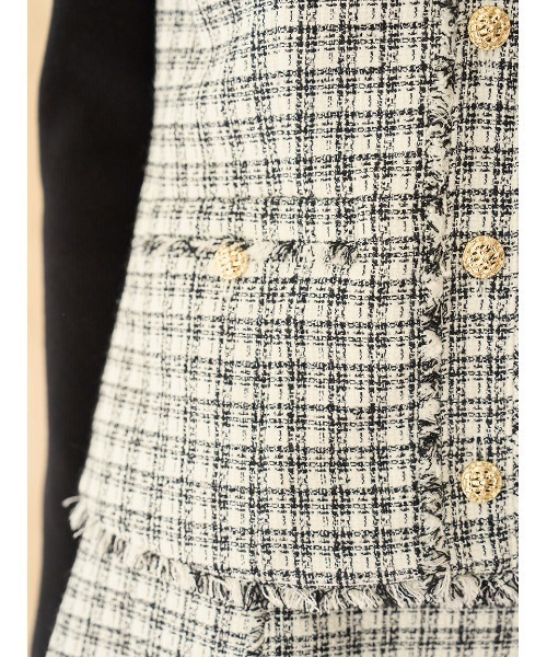 SNIDEL（スナイデル）の「ツイードジレ（その他アウター・レディース・ブラック/アイボリー/ブルー・F）」の7枚目の写真