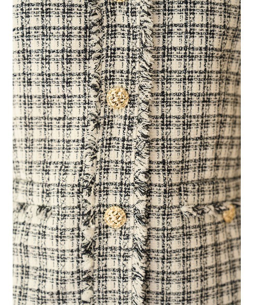 SNIDEL（スナイデル）の「ツイードジレ（その他アウター・レディース・ブラック/アイボリー/ブルー・F）」の8枚目の写真