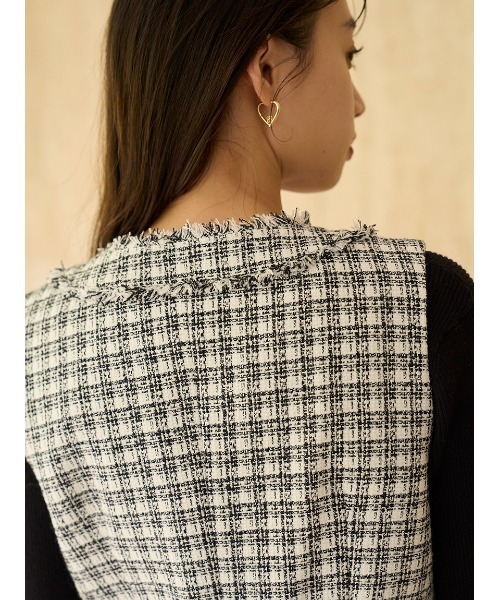 SNIDEL（スナイデル）の「ツイードジレ（その他アウター・レディース・ブラック/アイボリー/ブルー・F）」の9枚目の写真