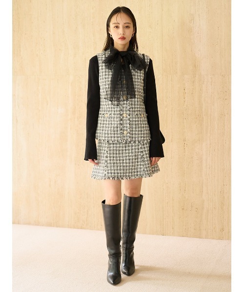 SNIDEL（スナイデル）の「ツイードジレ（その他アウター・レディース・ブラック/アイボリー/ブルー・F）」の10枚目の写真