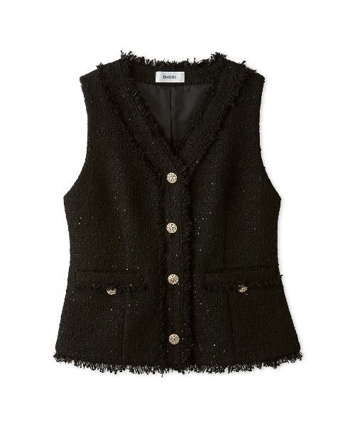 SNIDEL（スナイデル）の「ツイードジレ（その他アウター・レディース・ブラック/アイボリー/ブルー・F）」の12枚目の写真