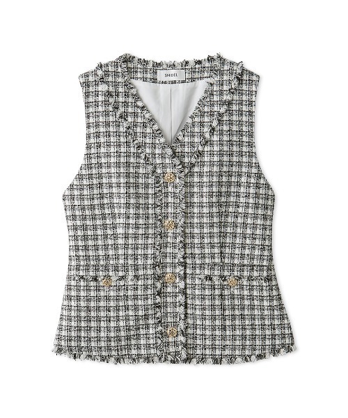 SNIDEL（スナイデル）の「ツイードジレ（その他アウター・レディース・ブラック/アイボリー/ブルー・F）」の11枚目の写真