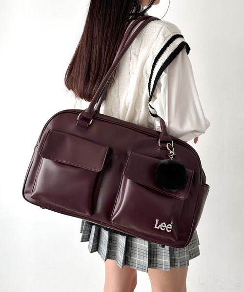 Lee/リー 3ポケット PUボストンバッグ/ボンボンチャーム/スクール