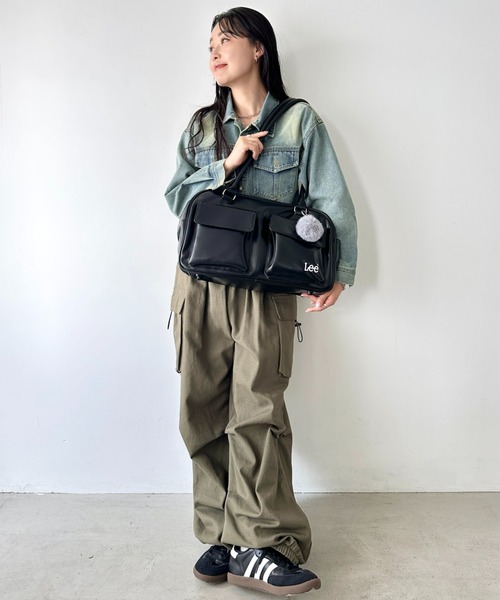 Lee/リー 3ポケット PUボストンバッグ/ボンボンチャーム/スクール