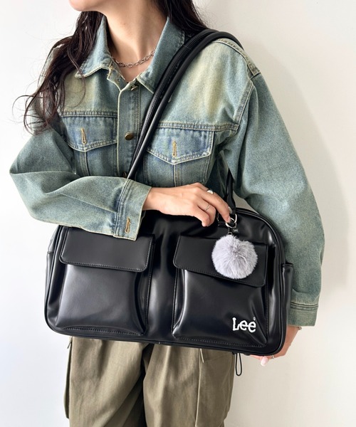 Lee/リー 3ポケット PUボストンバッグ/ボンボンチャーム/スクール