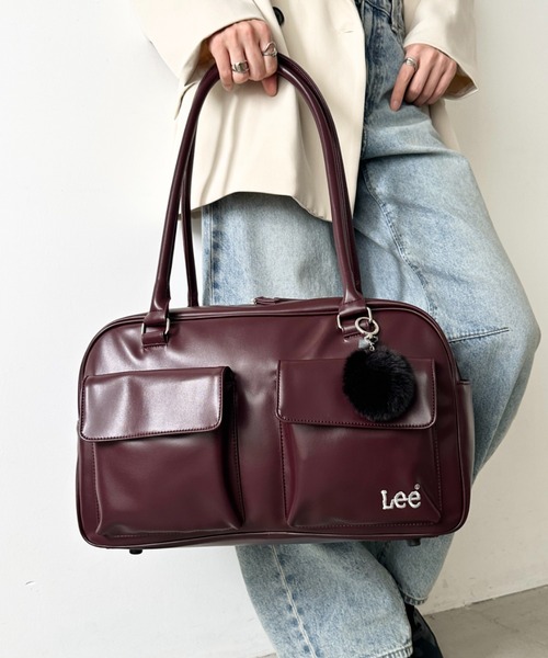 Lee(リー)の「Lee/リー 3ポケット PUボストンバッグ/ボンボンチャーム/スクールバッグ/スクバ/ロゴ刺繍(ボストンバッグ・レディース・ワイン/ブラック・FREE)」の9枚目の写真