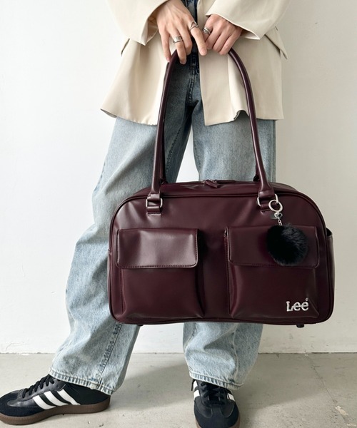 Lee(リー)の「Lee/リー 3ポケット PUボストンバッグ/ボンボンチャーム/スクールバッグ/スクバ/ロゴ刺繍(ボストンバッグ・レディース・ワイン/ブラック・FREE)」の10枚目の写真