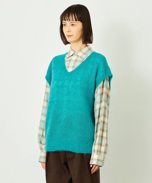 MACKINTOSH PHILOSOPHY（ﾏｯｷﾝﾄｯｼｭ ﾌｨﾛｿﾌｨｰ）の「GREY LABEL モヘアミックスVネックベスト（ベスト・レディース・ブルー系その他7/ブラック・2）」の7枚目の写真