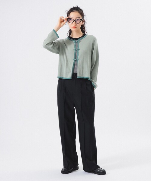 BEAMS BOY（ビームスボーイ）の「ポリエステル ウール ツープリーツ ワイドパンツ（スラックス・レディース・チャコールグレー/ブラック・1/0）」の16枚目の写真