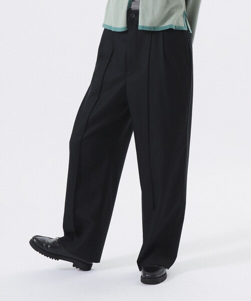 BEAMS BOY（ビームスボーイ）の「ポリエステル ウール ツープリーツ ワイドパンツ（スラックス・レディース・チャコールグレー/ブラック・1/0）」の14枚目の写真