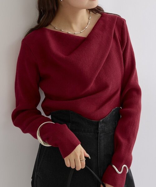 mystic（ミスティック）の「【年間総売上1万枚以上！WEB限定ホワイト登場！】オフショルリブニット（ニット/セーター・レディース・ベージュ/ブラック/アイボリー/ボルドー/ブラウン/ピンク/グレー/ホワイト・FREE）」の8枚目の写真