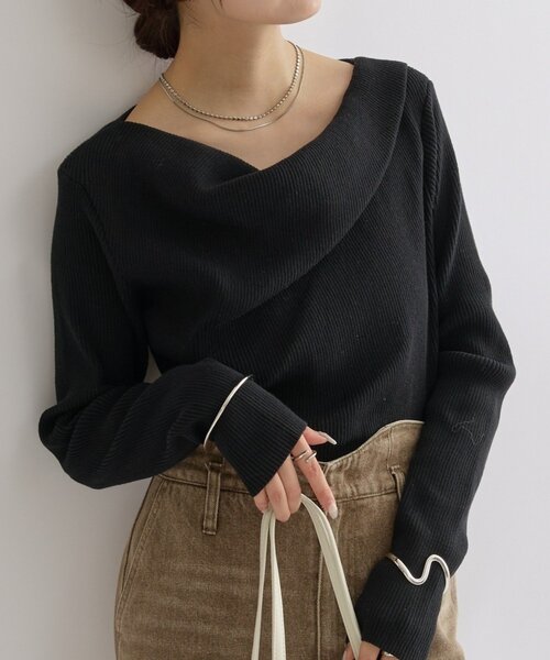 mystic（ミスティック）の「【年間総売上1万枚以上！WEB限定ホワイト登場！】オフショルリブニット（ニット/セーター・レディース・ベージュ/ブラック/アイボリー/ボルドー/ブラウン/ピンク/グレー/ホワイト・FREE）」の4枚目の写真