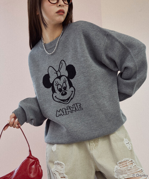 PUBLUX(パブリュクス)の「PUBLUX/パブリュクス Minnie Mouse/ミニーマウス ダブルジャガードニット 限定展開(ニット/セーター・レディース・オフホワイト/グレー/サックスブルー・フリ-)」の14枚目の写真
