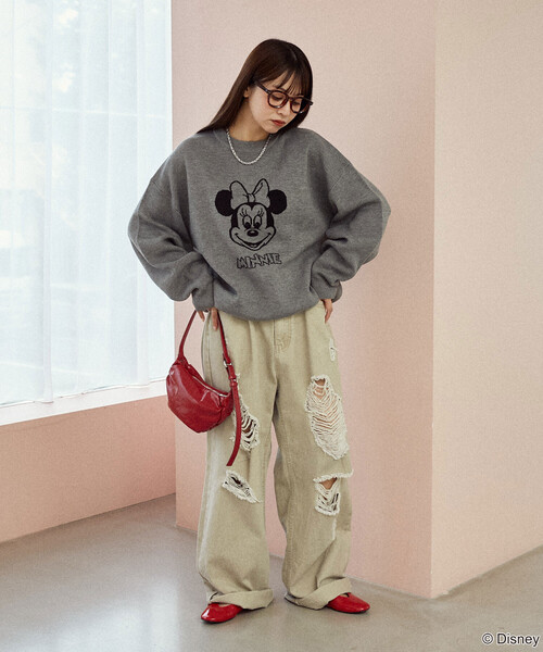 PUBLUX(パブリュクス)の「PUBLUX/パブリュクス Minnie Mouse/ミニーマウス ダブルジャガードニット 限定展開(ニット/セーター・レディース・オフホワイト/グレー/サックスブルー・フリ-)」の16枚目の写真
