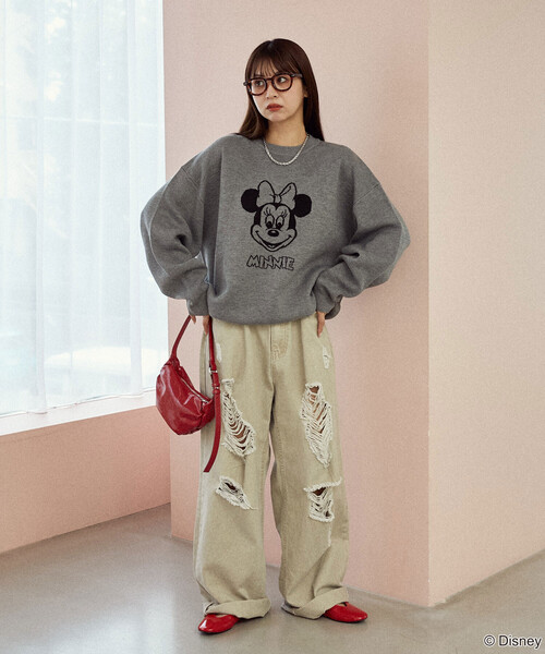 PUBLUX(パブリュクス)の「PUBLUX/パブリュクス Minnie Mouse/ミニーマウス ダブルジャガードニット 限定展開(ニット/セーター・レディース・オフホワイト/グレー/サックスブルー・フリ-)」の18枚目の写真