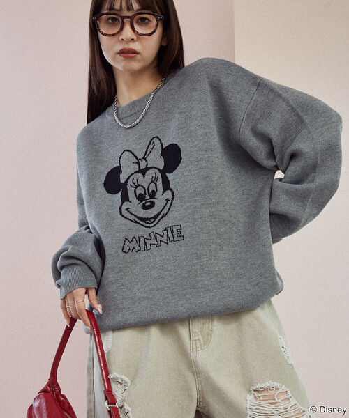 PUBLUX(パブリュクス)の「PUBLUX/パブリュクス Minnie Mouse/ミニーマウス ダブルジャガードニット 限定展開(ニット/セーター・レディース・オフホワイト/グレー/サックスブルー・フリ-)」の19枚目の写真