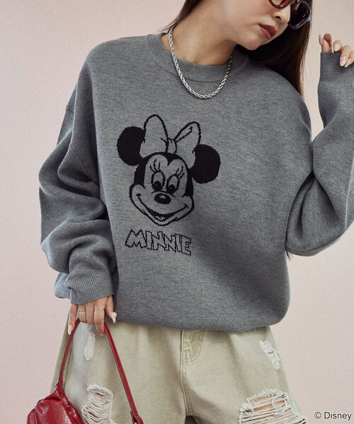 PUBLUX(パブリュクス)の「PUBLUX/パブリュクス Minnie Mouse/ミニーマウス ダブルジャガードニット 限定展開(ニット/セーター・レディース・オフホワイト/グレー/サックスブルー・フリ-)」の20枚目の写真