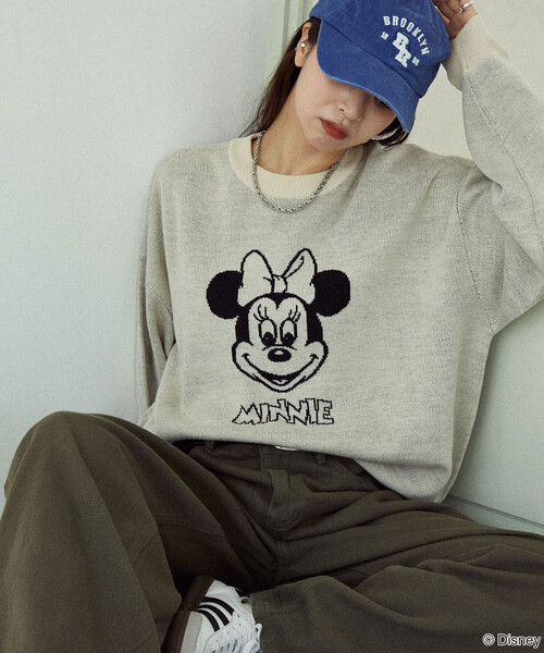 PUBLUX(パブリュクス)の「PUBLUX/パブリュクス Minnie Mouse/ミニーマウス ダブルジャガードニット 限定展開(ニット/セーター・レディース・オフホワイト/グレー/サックスブルー・フリ-)」の22枚目の写真