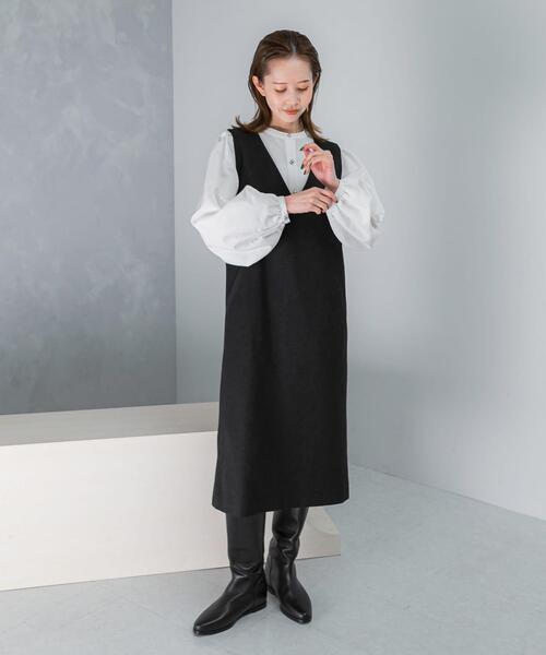 URBAN RESEARCH ROSSO WOMEN（アーバンリサーチ　ロッソ）の「バンドカラーボリュームシャツブラウス（シャツ/ブラウス・レディース・ネイビー/ホワイト・FREE）」の13枚目の写真