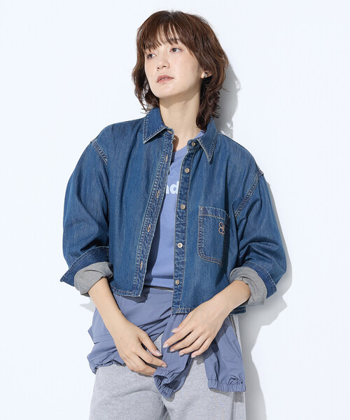 COMME CA Wardrobe（コムサワードローブ）の「7.5ozデニム クロップドシャツ（シャツ/ブラウス・レディース・ブルー/ブラック・FREE）」の17枚目の写真