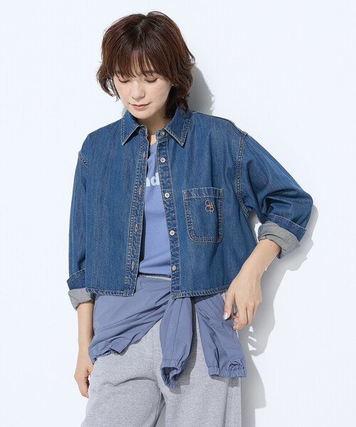 COMME CA Wardrobe（コムサワードローブ）の「7.5ozデニム クロップドシャツ（シャツ/ブラウス・レディース・ブルー/ブラック・FREE）」の19枚目の写真