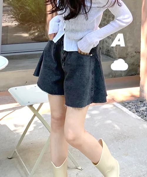 Riff(リフ)の「フレアデニムショートパンツ(デニムパンツ・レディース・ブラック/ブルー・L/M/S)」の13枚目の写真