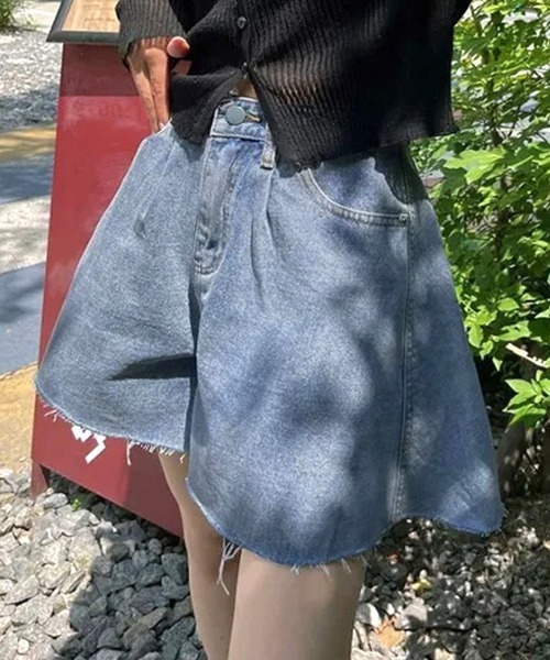 Riff(リフ)の「フレアデニムショートパンツ(デニムパンツ・レディース・ブラック/ブルー・L/M/S)」の15枚目の写真