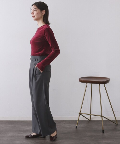 OPAQUE.CLIP(オペークドットクリップ)の「フロッキーチュールトップス【洗濯機OK】(Tシャツ/カットソー・レディース・オフホワイト/チャコールグレー/ブラック/ボルドー・38/40/42)」の7枚目の写真