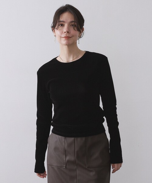 OPAQUE.CLIP(オペークドットクリップ)の「フロッキーチュールトップス【洗濯機OK】(Tシャツ/カットソー・レディース・オフホワイト/チャコールグレー/ブラック/ボルドー・38/40/42)」の13枚目の写真