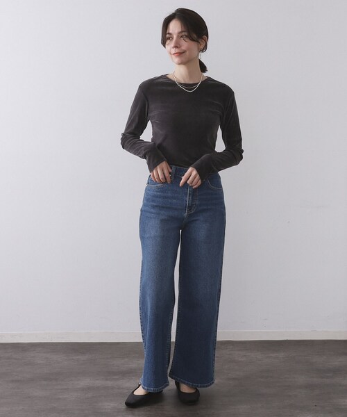 OPAQUE.CLIP(オペークドットクリップ)の「フロッキーチュールトップス【洗濯機OK】(Tシャツ/カットソー・レディース・オフホワイト/チャコールグレー/ブラック/ボルドー・38/40/42)」の18枚目の写真