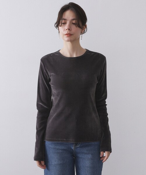 OPAQUE.CLIP(オペークドットクリップ)の「フロッキーチュールトップス【洗濯機OK】(Tシャツ/カットソー・レディース・オフホワイト/チャコールグレー/ブラック/ボルドー・38/40/42)」の21枚目の写真