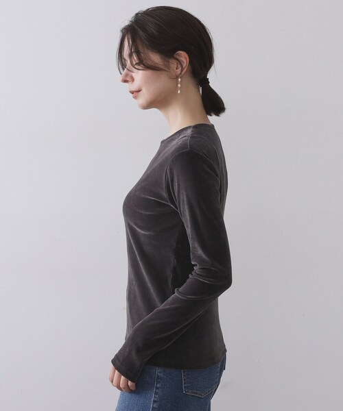 OPAQUE.CLIP(オペークドットクリップ)の「フロッキーチュールトップス【洗濯機OK】(Tシャツ/カットソー・レディース・オフホワイト/チャコールグレー/ブラック/ボルドー・38/40/42)」の22枚目の写真