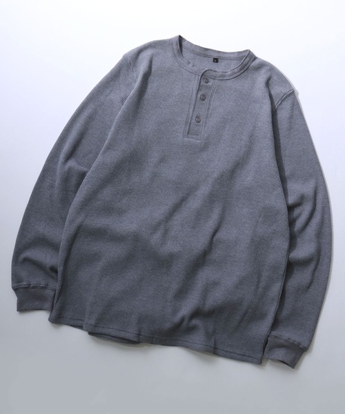 SITRY(シトリー)の「Henry Neck Thermal/ヘンリーネック サーマル ワッフル ロンT 長袖Tシャツ(Tシャツ/カットソー・メンズ・ホワイト/グレー/ブラック・LL/L/M)」の14枚目の写真
