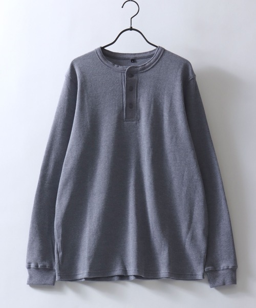 SITRY(シトリー)の「Henry Neck Thermal/ヘンリーネック サーマル ワッフル ロンT 長袖Tシャツ(Tシャツ/カットソー・メンズ・ホワイト/グレー/ブラック・LL/L/M)」の10枚目の写真