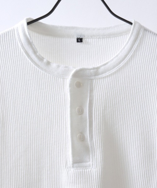 SITRY(シトリー)の「Henry Neck Thermal/ヘンリーネック サーマル ワッフル ロンT 長袖Tシャツ(Tシャツ/カットソー・メンズ・ホワイト/グレー/ブラック・LL/L/M)」の9枚目の写真