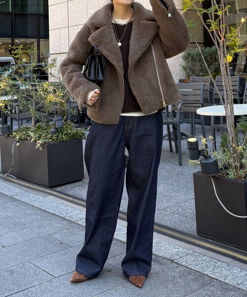 DouDou(ドゥドゥ)の「ボアライダース(その他アウター・レディース・グレイッシュベージュ/モカ・FREE)」の3枚目の写真