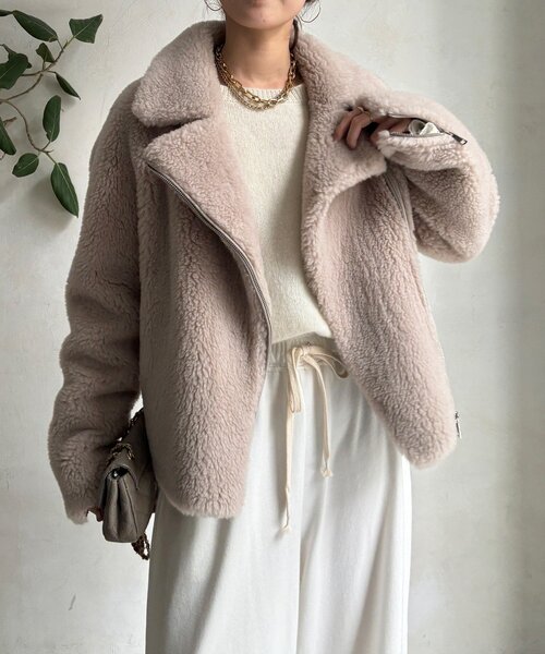 DouDou(ドゥドゥ)の「ボアライダース(その他アウター・レディース・グレイッシュベージュ/モカ・FREE)」の17枚目の写真