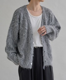 シルバーボタンシャギーカーディガン