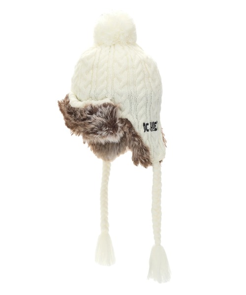 DC SHOES(ディーシーシューズ)の「25 KNIT FLIGHT BEANI /DCロゴワンポイントポンポン付きフライトビーニー・ニット帽(ニットキャップ/ビーニー・メンズ・ホワイト×ブラック/ホワイト×カーキブラウン/ブラック×ブラック/ブラック系その他・FREE)」の3枚目の写真