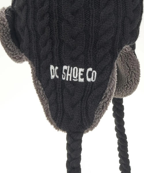 DC SHOES(ディーシーシューズ)の「25 KNIT FLIGHT BEANI /DCロゴワンポイントポンポン付きフライトビーニー・ニット帽(ニットキャップ/ビーニー・メンズ・ホワイト×ブラック/ホワイト×カーキブラウン/ブラック×ブラック/ブラック系その他・FREE)」の10枚目の写真