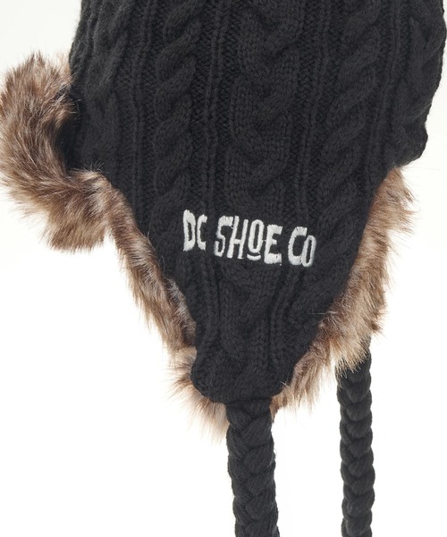 DC SHOES(ディーシーシューズ)の「25 KNIT FLIGHT BEANI /DCロゴワンポイントポンポン付きフライトビーニー・ニット帽(ニットキャップ/ビーニー・メンズ・ホワイト×ブラック/ホワイト×カーキブラウン/ブラック×ブラック/ブラック系その他・FREE)」の12枚目の写真