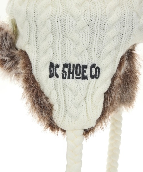 DC SHOES(ディーシーシューズ)の「25 KNIT FLIGHT BEANI /DCロゴワンポイントポンポン付きフライトビーニー・ニット帽(ニットキャップ/ビーニー・メンズ・ホワイト×ブラック/ホワイト×カーキブラウン/ブラック×ブラック/ブラック系その他・FREE)」の8枚目の写真